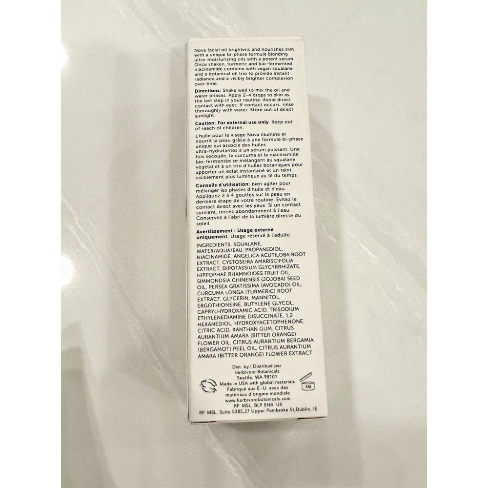 HERBIVORE Nova Brightening Facial Oil 1.7oz Turmeric + Niacinamide NIB - Picture 6 of 9